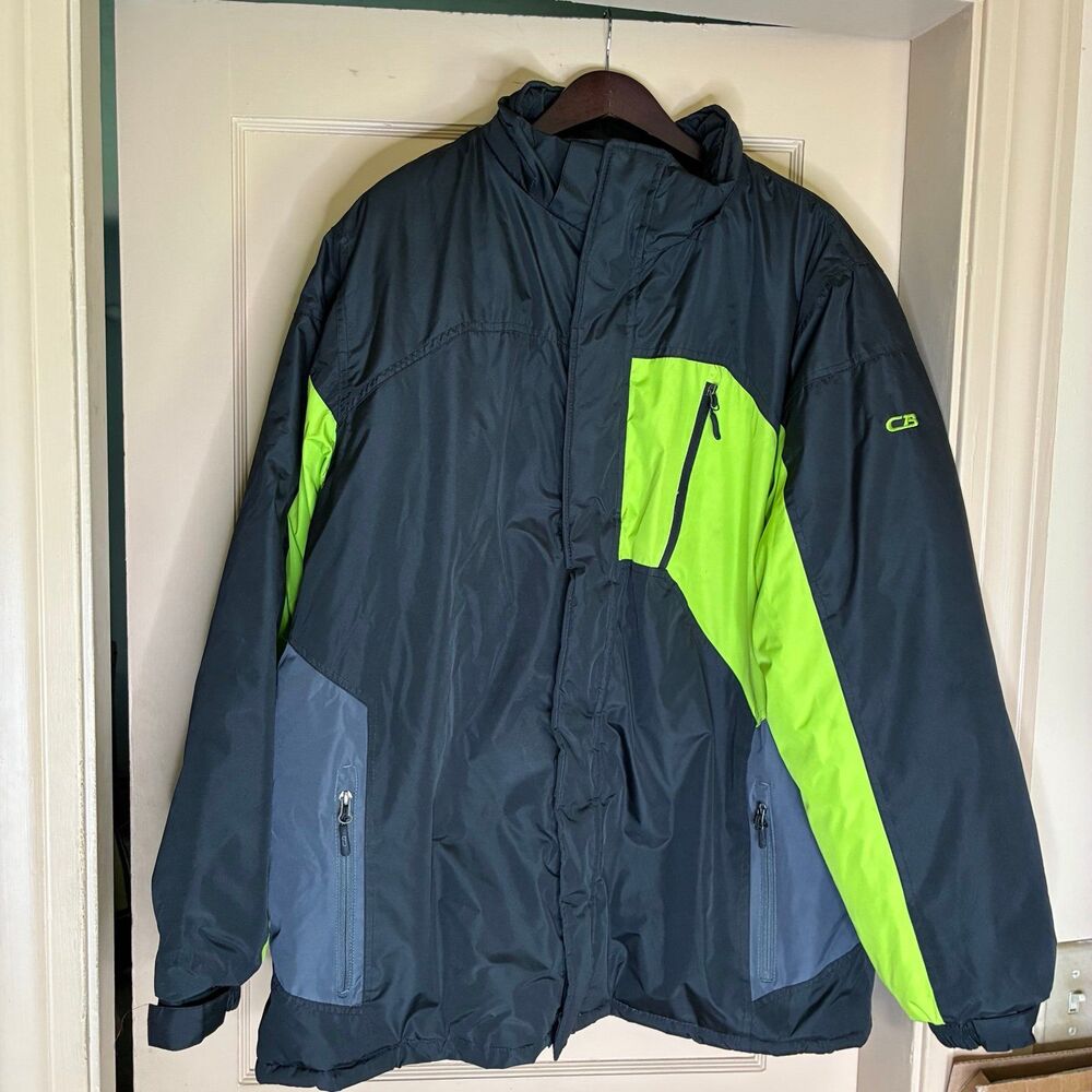 CB Sport Men's Ski Jacket Black Gray Lime Green 2XL No Hood